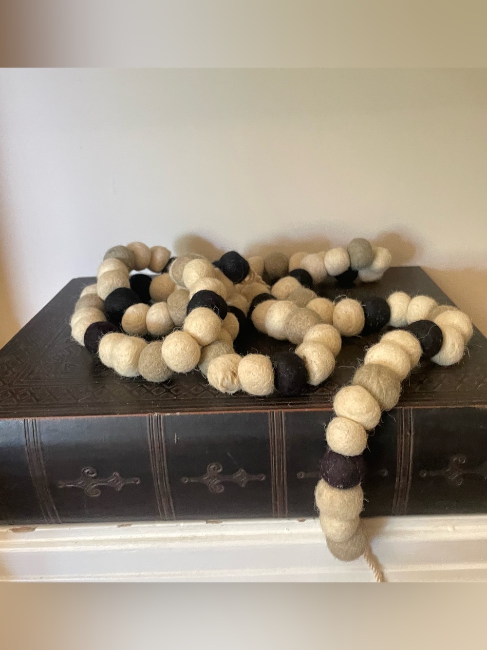 Wool Felt Black, White, Grey Pom Pom Garland